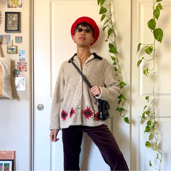 Vintage Boho Button-Up Teddy Coat - Picture 1 of 7